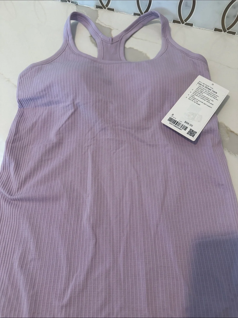 NWT Lululemon Ebb to Street Top (lilac play) lavender sz 8